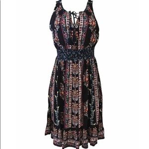 Bila navy blue floral print sleeveless dress size large